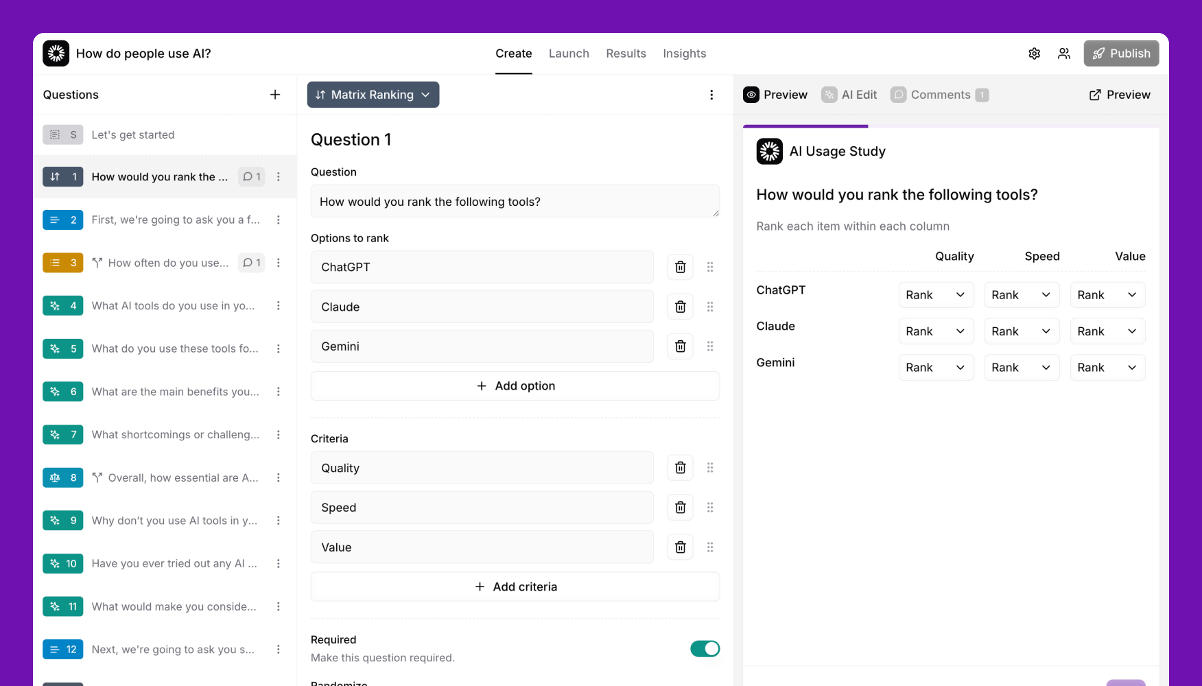 Tons of new AI survey features